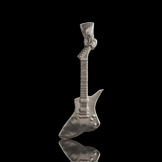 Electric Guitar Pendant: Rockstar Jewelry Handmade Sterling Silver