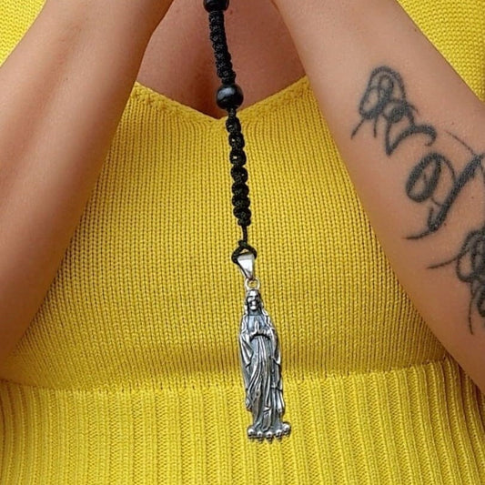Santa Muerte Rosary Necklace: Handmade 925 sterling silver