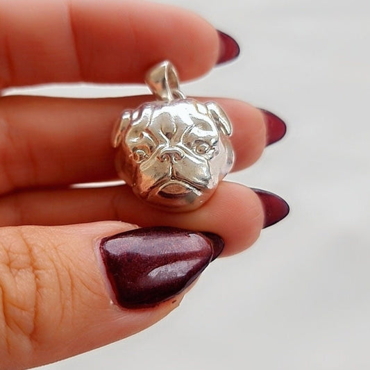 Pug Pendant: Handmade Sterling Silver