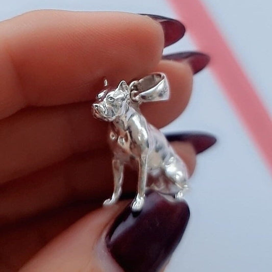 Pitbull Pendant - handmade solid 925 Sterling silver