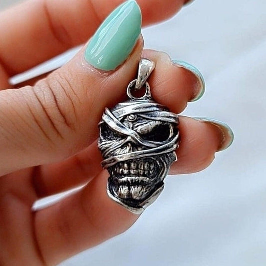 IRON MAIDEN POWERSLAVE MUMMY EDDIE Pendant  : Handmade 925 Sterling Silver