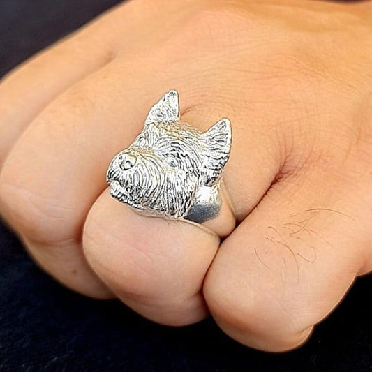 Westhighland Terrier Ring:  Handmade 925 Sterling Silver
