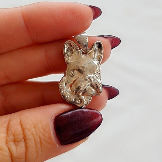 French Bulldog Pendant: Handmade Sterling Silver
