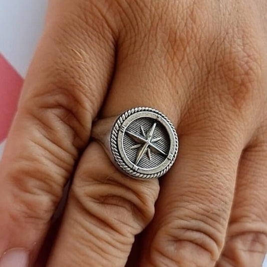 Ultimate Compass Signet Ring - Sterling Silver