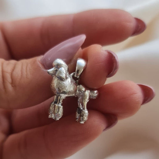 Poodle Pendant: Handmade 925 Sterling Silver Anatomically accurate
