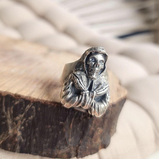 MISFITS HORROR PUNK Ring: 925 Sterling Silver | Gothic Skeleton Ring | Dark Fantasy | Handmade Biker Jewelry