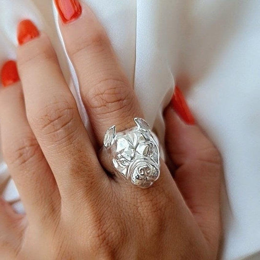 American PitBull Ring - Handmade  925 Sterling Silver