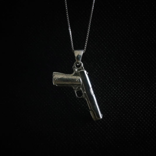 Colt 1911 Handgun pendant / Rapper  Jewelry / sterling silver
