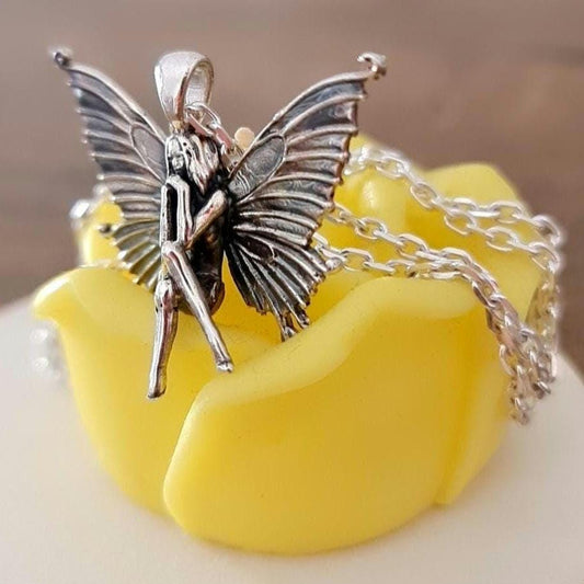 Statement Fairy Pendant : X large  - Handmade 925 Sterling Silver