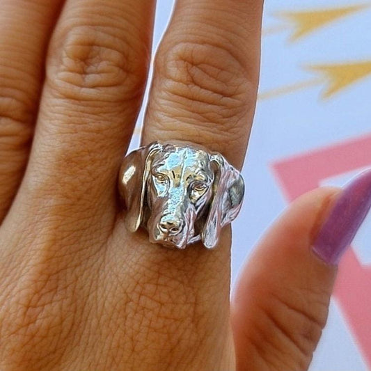 Hungarian Vizsla dog Ring: Handmade 925 Silver