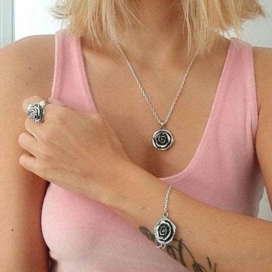 Rose Bracelet :  Handmade Sterling Silver- Elegant Flower Jewelry