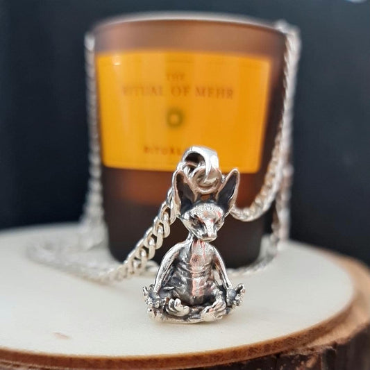 Sphynx  Yogi Cat Pendant: Zen Yoga Pose solid and sturdy Charm