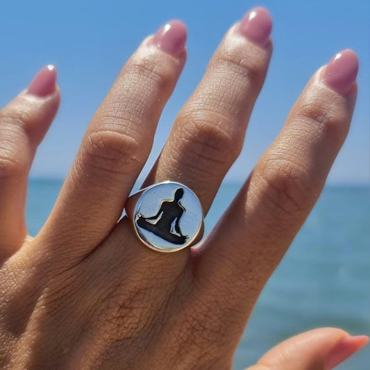 Yoga Ring: Meditation Pose Design 925 Sterling  Silver