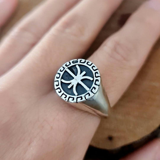 Delfic Epsilon Ring- 925 Sterling Silver- Greek Symbol of Wisdom and Inspiration