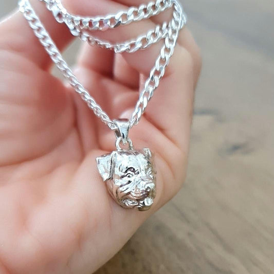 Rottweiler pendant Necklace -  Handmade 925 Sterling Silver