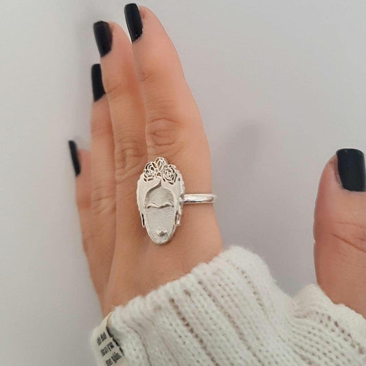sterling silver Frida Kahlo  ring - inspired by the iconic mexican painter