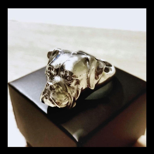 Boxer Dog Ring |Handmade 925 Sterling Silve | Realistic