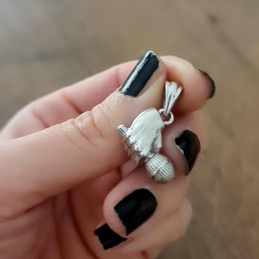 Microphone Pendant: Handmade Sterling Silver