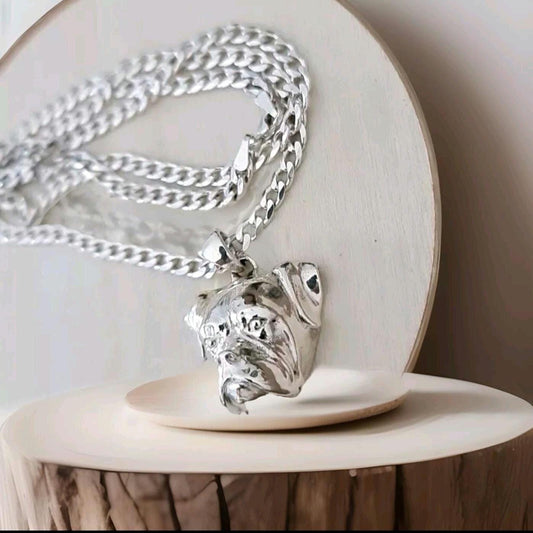 Boxer Dog Pendant: Handmade Sterling Silver