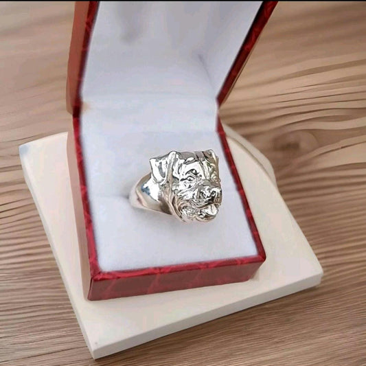 Rottweiler Ring: 925 Sterling Silver