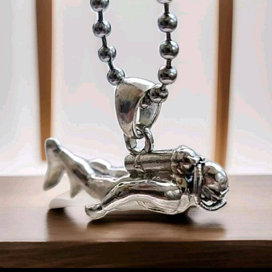 Scuba Diver Pendant - Handmade 925 Sterling Silver