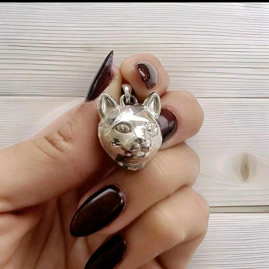 Cat Pendant  : Handmade 925 Sterling Silver