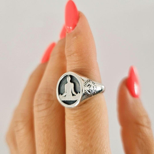 Namaste Ring -  Handmade Sterling Silver - Meditation   Yoga jewelry
