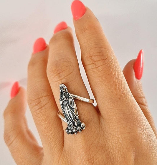La Santa Muerte Ring - Handmade 925  Sterling Silver  - Saint Death jewelry