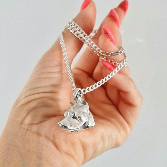 Pitbull Pendant:  Handmade 925 Sterling Silver - Large pendant