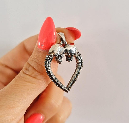 Skull Heart Pendant   925 sterling silver - Gothic Jewelry   Till Death Do Us Part