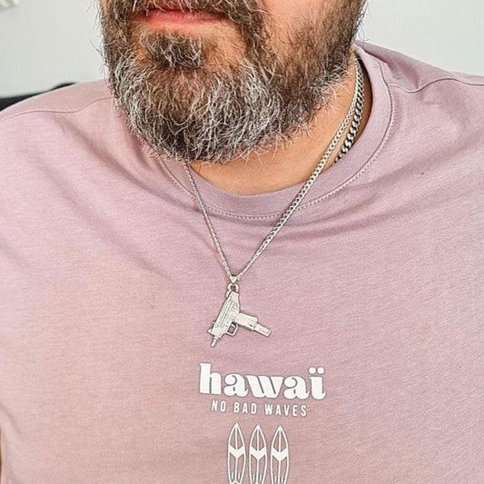 Uzi gun pendant necklace , 925 sterling Silver , Army jewelry