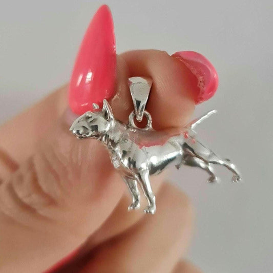 English bull Terrier figurine Pendant , 925 Sterling Silver anatomically accurate