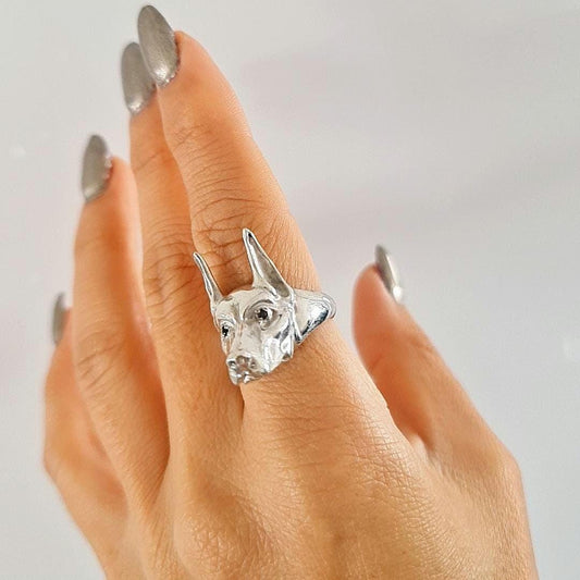 Doberman Pinscher Ring:  Handmade  925 Sterling Silver