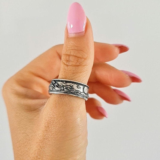 Japanese Wave Ring: Handmade  Sterling Silver