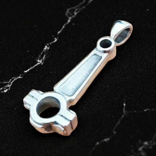 Piston Rod Pendant Necklace - Gothic Biker   -925 Sterling Silver