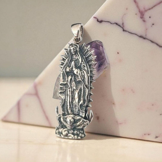 Our Lady of Guadalupe Pendant - Statement Sterling Silver - Catholic Holy Medallion