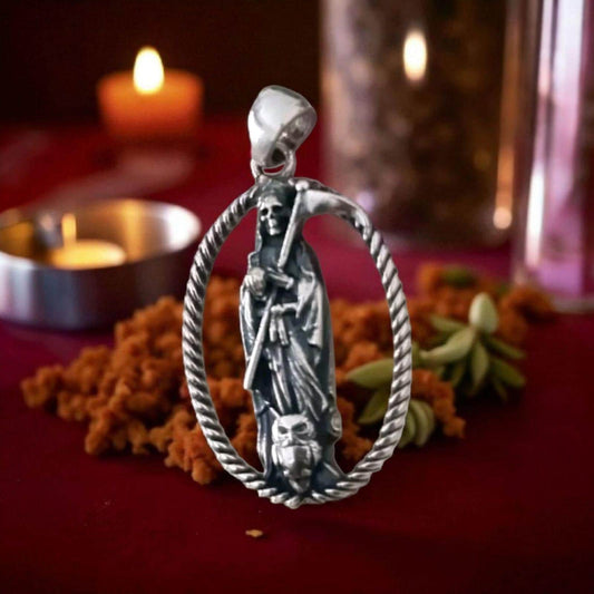 Santa Muerte Scythe Pendant : Handmade 925 sterling silver