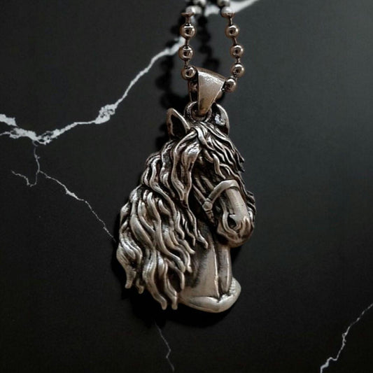 Horse head Pendant:  Handmade  925 Sterling Silver