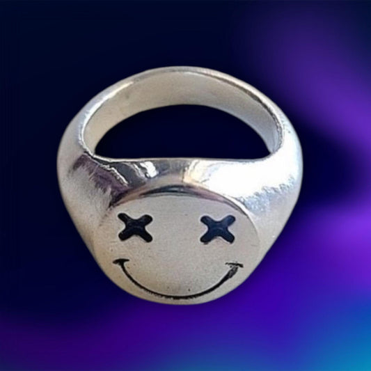 Smiley face Ring - 925 sterling silver - Handcrafted  - Unisex