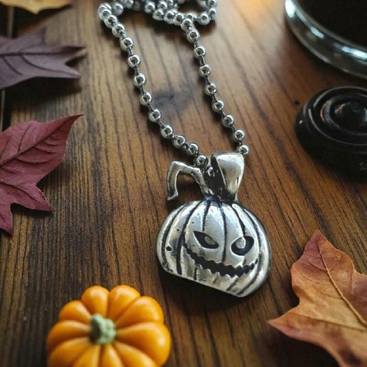 Jack-O'-Lantern Pumpkin pendant -  Handmade 925 Silver-