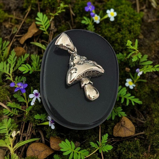 Sterling Silver Mushroom Pendant | Handmade Toadstool Jewelr