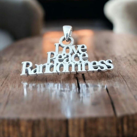 Love Peace Randomness Pendant - Sterling Silver meaningful gift