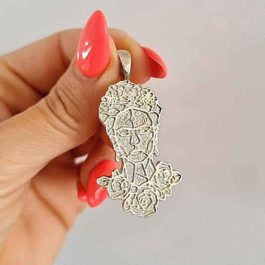 Statement Frida Kahlo Pendant: 925 Sterling Silver