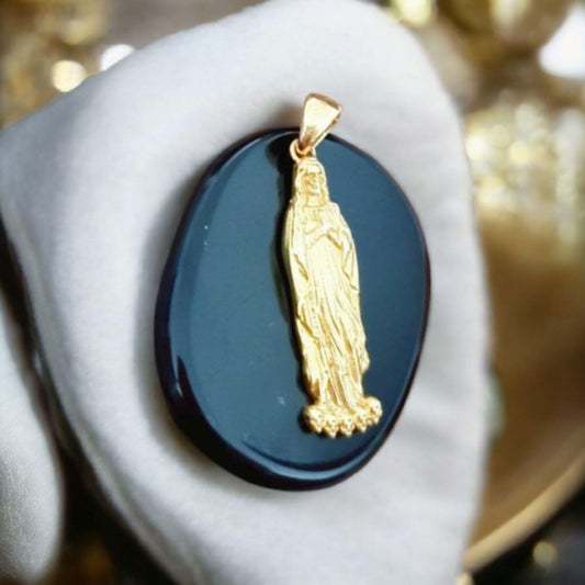 18K Gold Plated Santa Muerte Pendant: Handmade 925 Silver