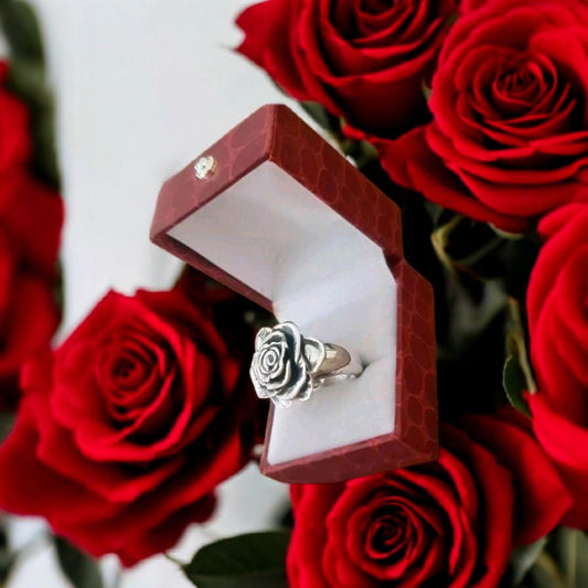 Statement Rose Ring: Handmade 925 Sterling Silver Flower Jewelry