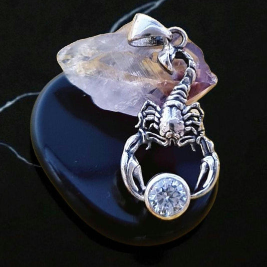 Scorpion Pendant:  925 Sterling Silver large zircon
