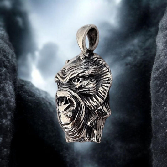 Creature from the Black Lagoon Pendant: Sterling Silver Gothic Horror Necklace