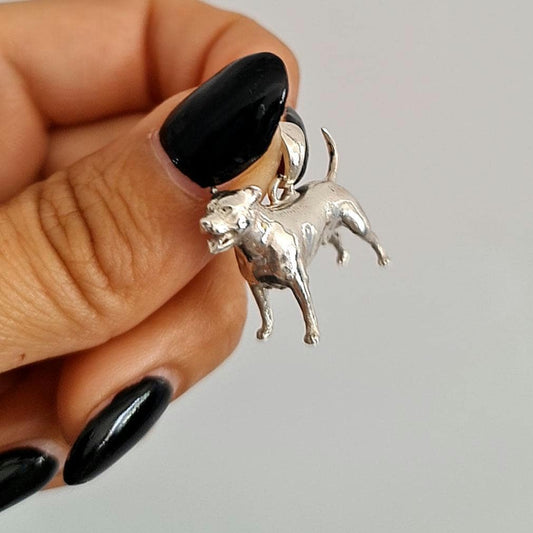 American Staffordshire Terrier Pendant - sterling silver figurine  -solid & sturdy