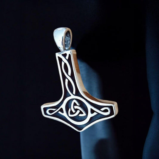 Sterling Silver Thors Hammer Necklace: Handmade Mjolnir Pendant