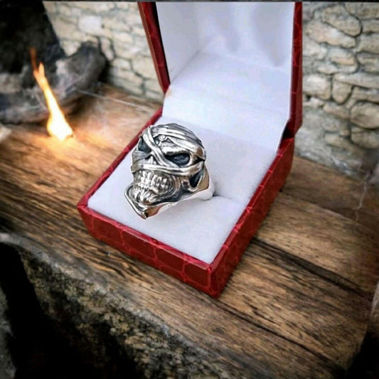 IRON MAIDEN POWESLAVE MUMMY EDDIE  Handmade 925  Sterling Silver - Egyptian Rock Jewelry